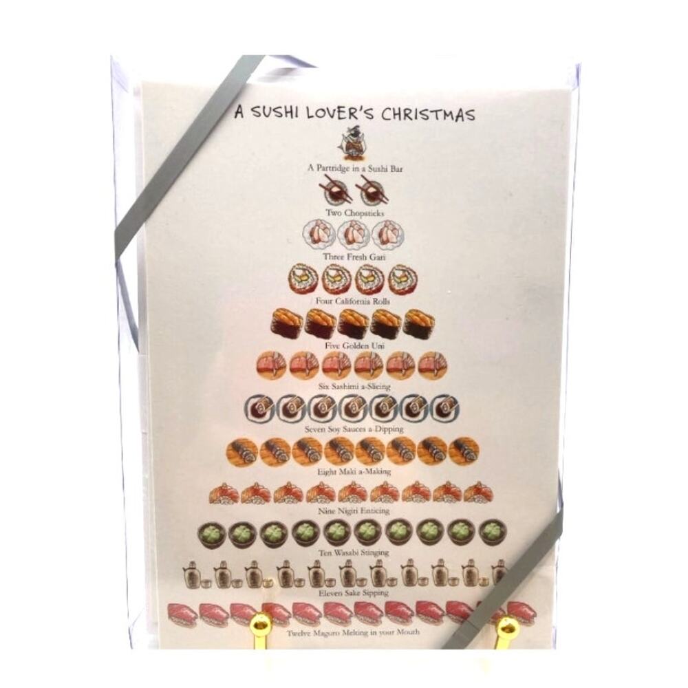 Sushi Lover’s 12 Days of Christmas 12 boxed cards and envelopes NEW
